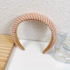 Baroque Faux Pearl Headband Wide Head Hoop with Rhinestone Head
