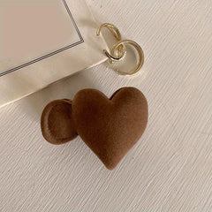 Red Love Heart Hair Claw Clip For Women Girls Small Velvet Hair Clip