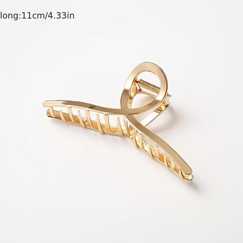 Golden Geometric Hair Claw Clip Strong Hold Grip Hair Jaw Clip For Thick Hair