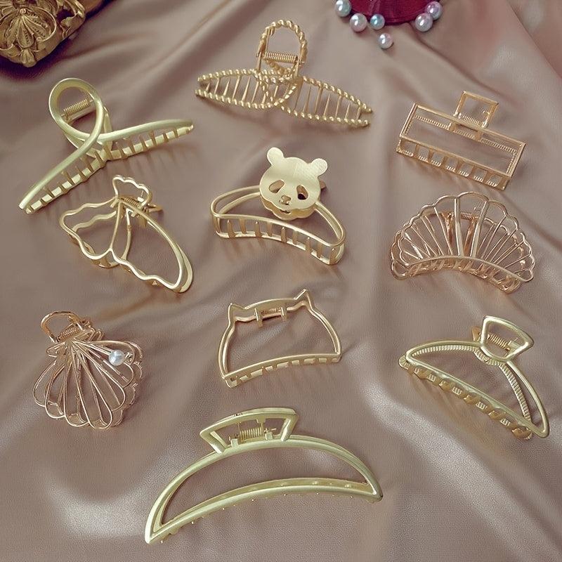 Golden Geometric Hair Claw Clip Strong Hold Grip Hair Jaw Clip For Thick Hair