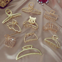 Golden Geometric Hair Claw Clip Strong Hold Grip Hair Jaw Clip For Thick Hair