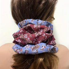 4pcs Boho Paisley Print Scrunchies Hair Tie Elastic Ponytail Holder