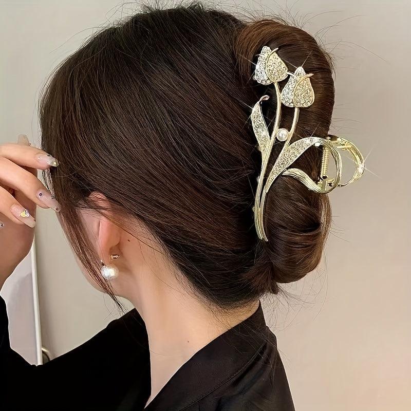 Tulip Rhinestone Shark Claw Hair Clip for Women