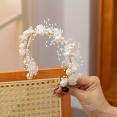 Faux Pearl Headdress Wedding Hair Band Princess Style