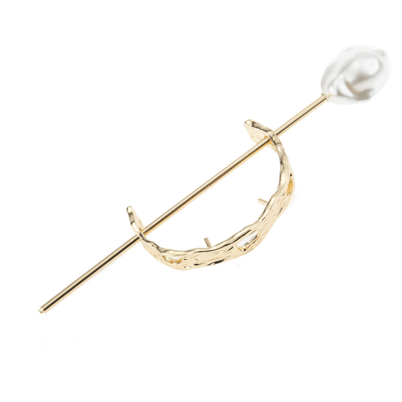Faux Pearl Hairpin Curved Hair Stick Ponytail Holder Hair Accessories