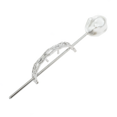 Faux Pearl Hairpin Curved Hair Stick Ponytail Holder Hair Accessories