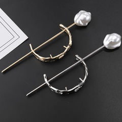 Faux Pearl Hairpin Curved Hair Stick Ponytail Holder Hair Accessories