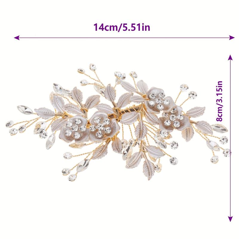Metal Flower Barrette Rhinestone Hair Clip Wedding Bridal Hair Accessories