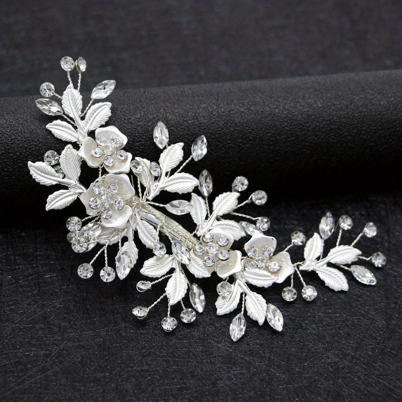 Metal Flower Barrette Rhinestone Hair Clip Wedding Bridal Hair Accessories