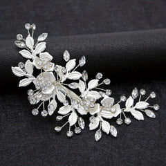 Metal Flower Barrette Rhinestone Hair Clip Wedding Bridal Hair Accessories
