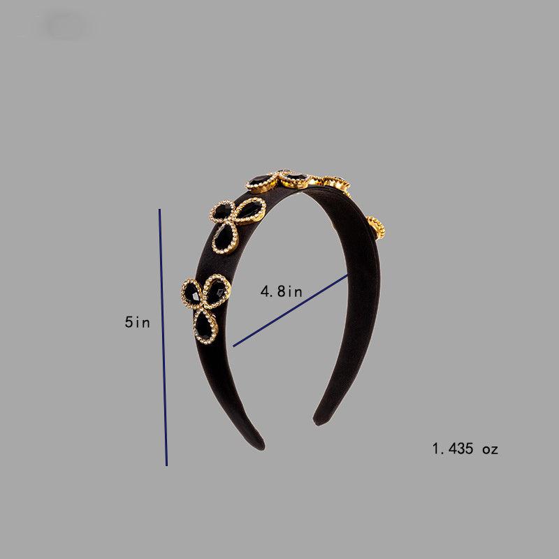Clover Rhinestone Wide Brim Headband Vintage Hair Hoop Baroque Hair Accessories