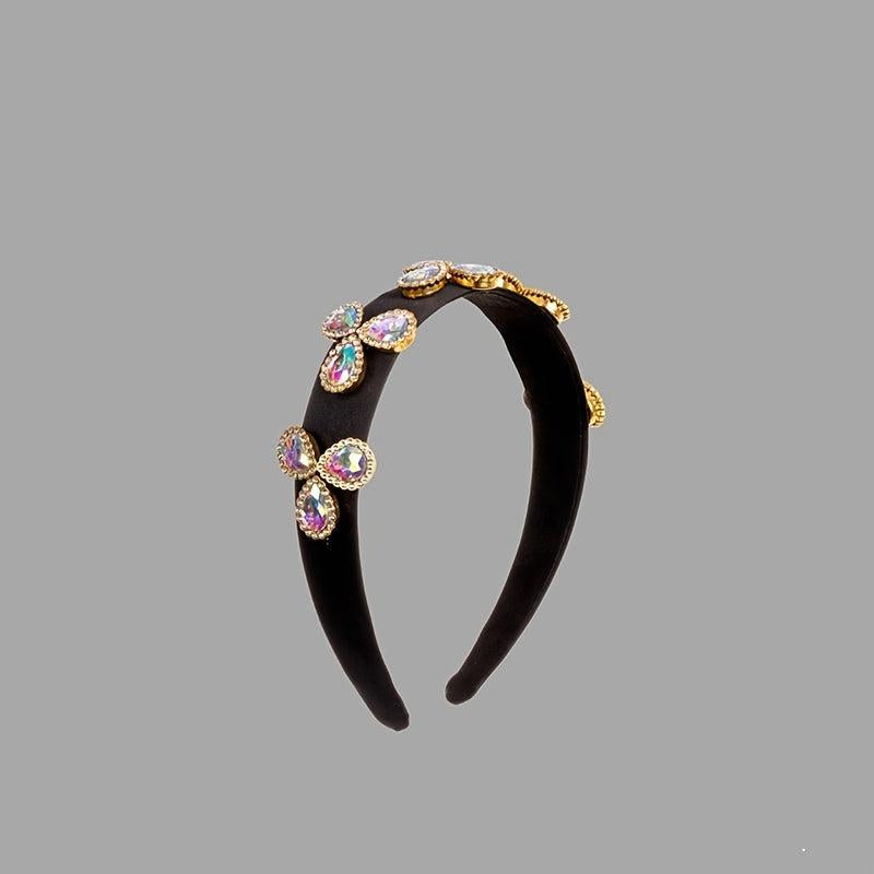 Clover Rhinestone Wide Brim Headband Vintage Hair Hoop Baroque Hair Accessories