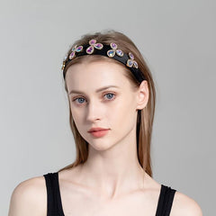 Clover Rhinestone Wide Brim Headband Vintage Hair Hoop Baroque Hair Accessories