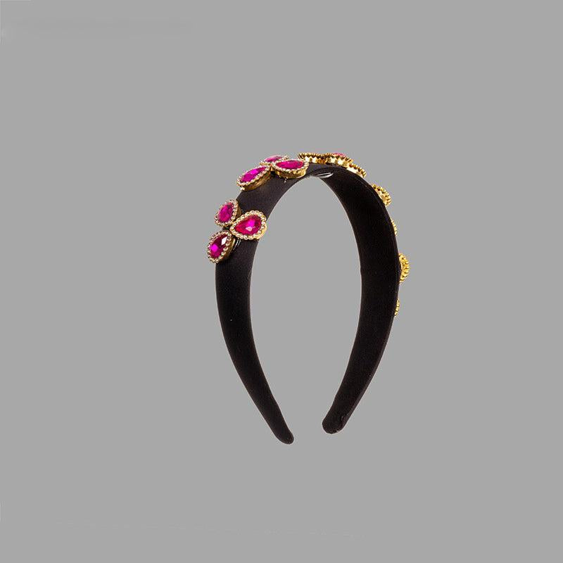 Clover Rhinestone Wide Brim Headband Vintage Hair Hoop Baroque Hair Accessories