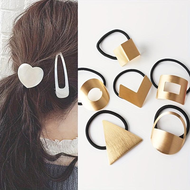 Metal Heart Hair Tie Triangle Hair Rope Elastic Style Hair Ring