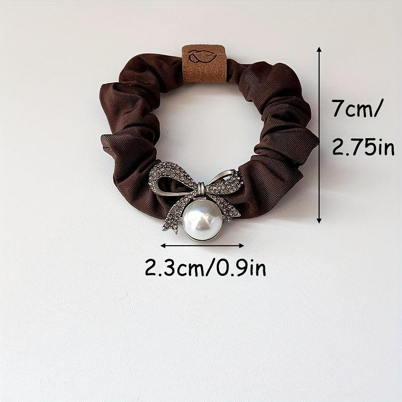 Rhinestone Boe Scrunchies Hair Tie Faux Pearl Hair Rope Elastic Ponytail Holder