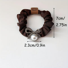 Rhinestone Boe Scrunchies Hair Tie Faux Pearl Hair Rope Elastic Ponytail Holder