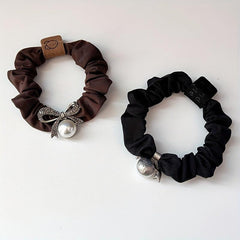 Rhinestone Boe Scrunchies Hair Tie Faux Pearl Hair Rope Elastic Ponytail Holder