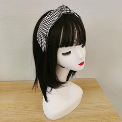 Houndstooth Cross Knot Headband for Women Non-Slip Hair Hoop