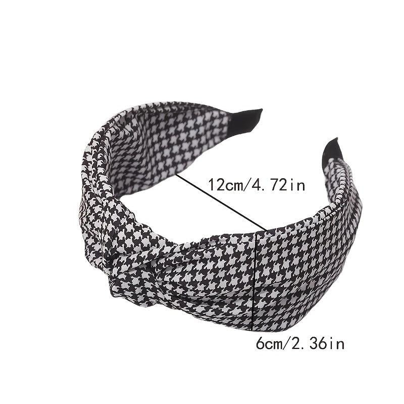 Houndstooth Cross Knot Headband for Women Non-Slip Hair Hoop
