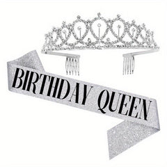 Princess Style Rhinestone Headband and Belt Set for Girls