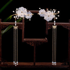 Flower & Tassel Hair Pin Rhinestone Clip Decorative Headwear