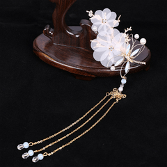 Flower & Tassel Hair Pin Rhinestone Clip Decorative Headwear