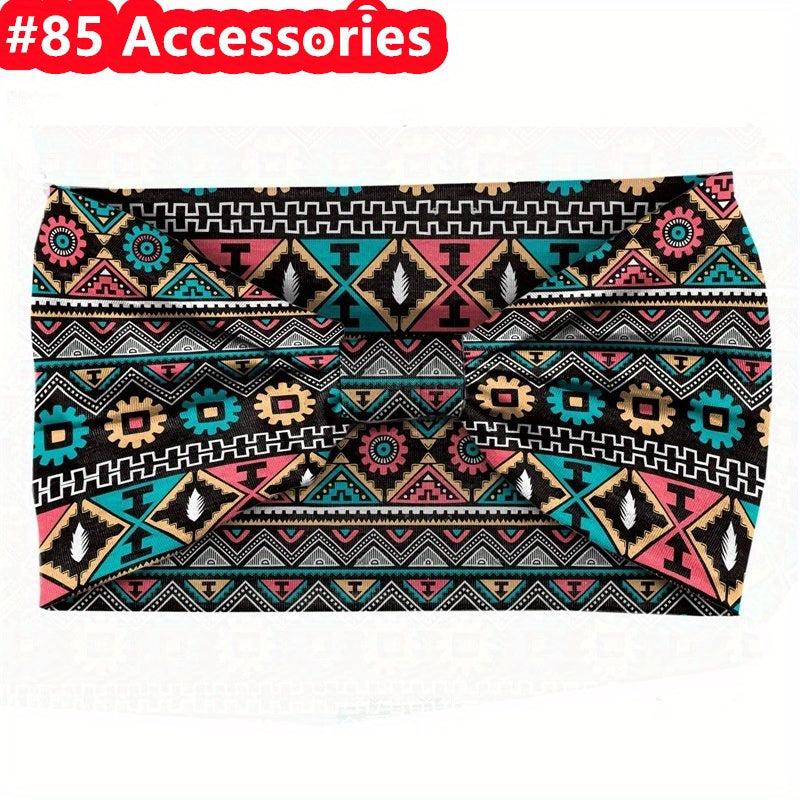 Boho Style Pattern Print Headband Elastic Bandana Yoga Fitness Sports Sweatband