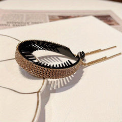 Rhinestone Hairband With Tassel for Women Ponytail Hairpin