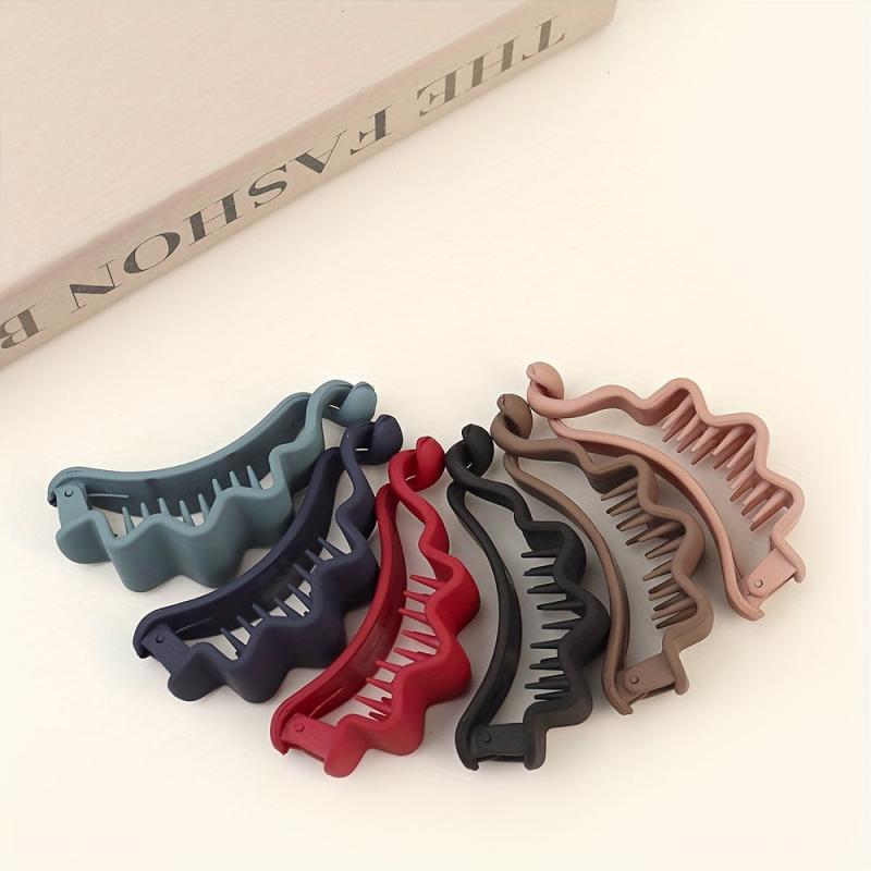 6pcs Frosted Wavy Hair Claw Twist Clip Hair Accessories For Women Girls