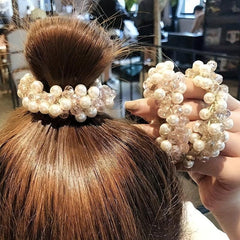 Faux Pearl Hair Tie Crystal Elastic Hair Rope Hair Ring Women's Hair Accessories
