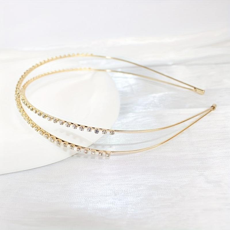 Crossed Rhinestone Headband Skinny Headdress Hair Band for Wedding