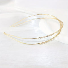 Crossed Rhinestone Headband Skinny Headdress Hair Band for Wedding