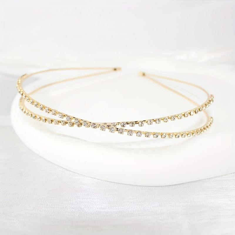 Crossed Rhinestone Headband Skinny Headdress Hair Band for Wedding