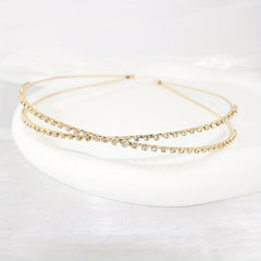 Crossed Rhinestone Headband Skinny Headdress Hair Band for Wedding