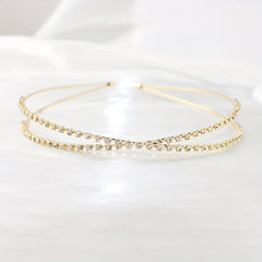 Crossed Rhinestone Headband Skinny Headdress Hair Band for Wedding