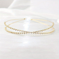 Crossed Rhinestone Headband Skinny Headdress Hair Band for Wedding