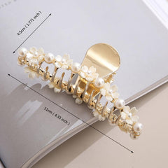 Large Hair Claw Faux Pearl Flower Ponytail Holder Hair Accessories