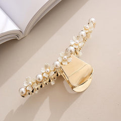Large Hair Claw Faux Pearl Flower Ponytail Holder Hair Accessories