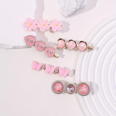 5pcs Sweet Pink Flower Hair Clip for Women Girls