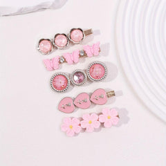 5pcs Sweet Pink Flower Hair Clip for Women Girls