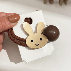 Cartoon Bear Hair Tie With Bead Rabbit Elastic Ponytail Holder