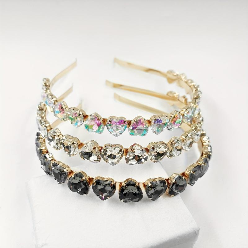 Baroque Crystal Heart Decor Headband Hair Band Glitter Hair Accessories