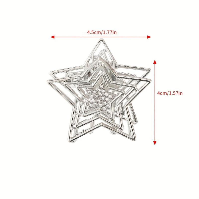Hollow Star Metal Hair Claw Y2K Shark Claw Ponytail Holder