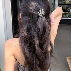 Hollow Star Metal Hair Claw Y2K Shark Claw Ponytail Holder