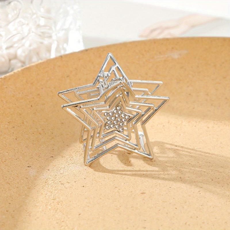Hollow Star Metal Hair Claw Y2K Shark Claw Ponytail Holder