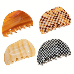 Checkered Pattern Acetate Hair Claw Shark Claw Hair Clip