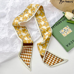 Long Scarf Flower Headband Ribbon Hair Band Silk Belt