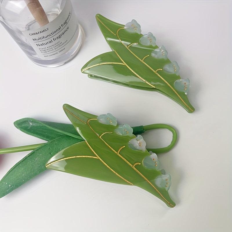 Lily Flower Hair Claw Leaf Shape Shark Claw Hair Accessories For Women Girls
