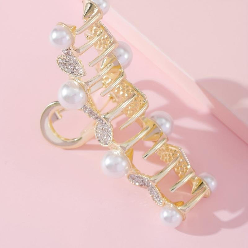 Butterfly Rhinestone Hair Claw Faux Pearl Shark Claw Hair Accessories